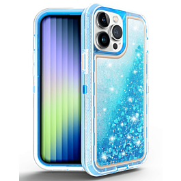 Protective Glitter Liquid Bumper Case - BLUE for iPhone 14 Pro (Only Ground Shipping)