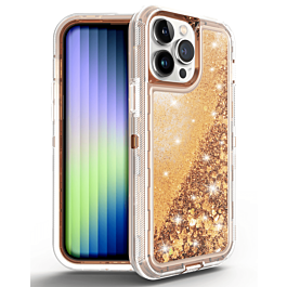 Protective Glitter Liquid Bumper Case - ROSE GOLD for iPhone 14 Pro (Only Ground Shipping)