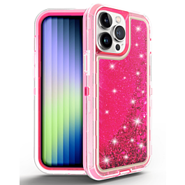 Protective Glitter Liquid Bumper Case - HOT PINK for iPhone 14 Pro (Only Ground Shipping)