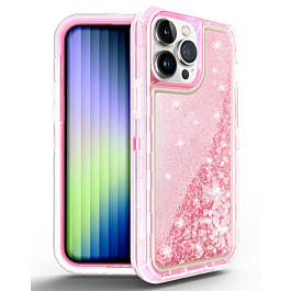 Protective Glitter Liquid Bumper Case - PINK for iPhone 14 Pro (Only Ground Shipping)