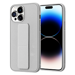 Hand Strap Vertical Magnetic Kickstand Case - GRAY for iPhone 14 Pro (Only Ground Shipping)