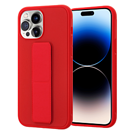 Hand Strap Vertical Magnetic Kickstand Case - RED for iPhone 14 Pro Max (Only Ground Shipping)