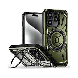 Full-Body Rugged Shockproof Case with Built-in Ring Holder - GREEN for iPhone 14 Pro Max (Only Ground Shipping)