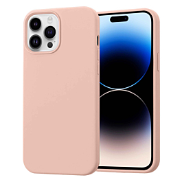 Soft Solid Silicone Case (Full Buttom Cover) - POWDER PINK for iPhone 14 Pro Max (Only Ground Shipping)