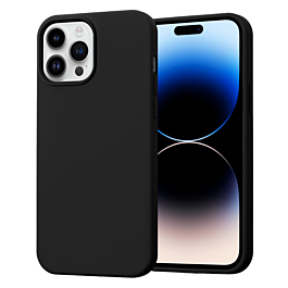 Soft Solid Silicone Case (Full Buttom Cover) - BLACK for iPhone 14 Pro Max (Only Ground Shipping)