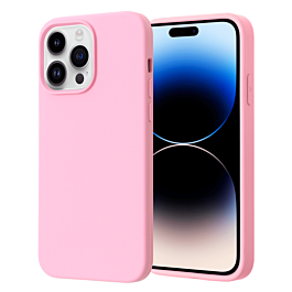 Soft Solid Silicone Case (Full Buttom Cover) - LIGHT PINK for iPhone 14 Pro Max (Only Ground Shipping)