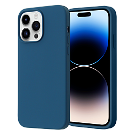 Soft Solid Silicone Case (Full Buttom Cover) - NAVY BLUE for iPhone 14 Pro Max (Only Ground Shipping)