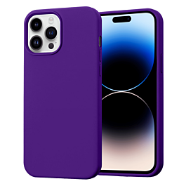 Soft Solid Silicone Case (Full Buttom Cover) - PURPLE for iPhone 14 Pro Max (Only Ground Shipping)