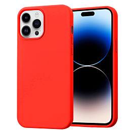 Soft Solid Silicone Case (Full Buttom Cover) - RED for iPhone 14 Pro Max (Only Ground Shipping)