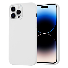 Soft Solid Silicone Case (Full Buttom Cover) - WHITE for iPhone 14 Pro Max (Only Ground Shipping)
