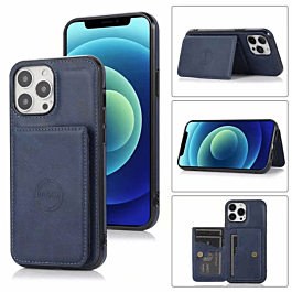 Leather Pocket Wallet Case - BLUE for iPhone 14 Pro (Only Ground Shipping)