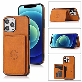 Leather Pocket Wallet Case - ORANGE for iPhone 14 Pro (Only Ground Shipping)