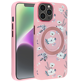 Flower Design Wireless Charging Case - PINK for iPhone 14 Pro Max (Only Ground Shipping)