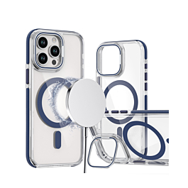Thin Magnetic Clear Case with Camera Stand Kickstand - BLUE for iPhone 14 Pro Max (Only Ground Shipping)