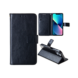 Leather Wallet Case with Card Slot - BLACK for iPhone 15 (Only Ground Shipping)