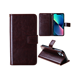 Leather Wallet Case with Card Slot - BROWN for iPhone 15 (Only Ground Shipping)