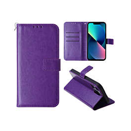 Leather Wallet Case with Card Slot - PURPLE for iPhone 15 (Only Ground Shipping)