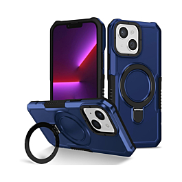 Hard PC Shockproof Case w /Ring Holder - BLUE for iPhone 15 (Only Ground Shipping)