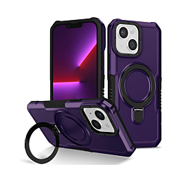 Hard PC Shockproof Case w /Ring Holder - DARK PURPLE for iPhone 15 (Only Ground Shipping)