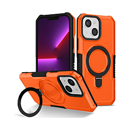 Hard PC Shockproof Case w /Ring Holder - ORANGE for iPhone 15 (Only Ground Shipping)