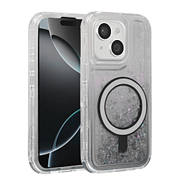 Wireless Charging Protective Glitter Liquid Bumper Case - BLACK for iPhone 15 (Only Ground Shipping)
