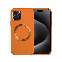Soft Solid Silicone Case with Wireless Charging - ORANGE for iPhone 15 Pro (Only Ground Shipping)
