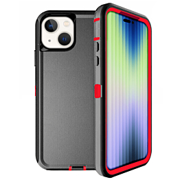 Heavy Duty Case for iPhone 14 Plus / 15 Plus (BLACK & RED) (Only Ground Shipping)