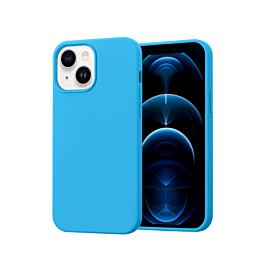 iPhone 14 Plus / 15 Plus Soft Solid Silicone Case (Full Buttom Cover) - LIGHT BLUE (Only Ground Shipping)