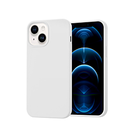 iPhone 14 Plus / 15 Plus Soft Solid Silicone Case (Full Buttom Cover) - WHITE (Only Ground Shipping)