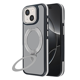 Matte Transparent Case with Wireless Charging Kickstand - GRAY for iPhone 15 Plus (Only Ground Shipping)
