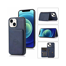 iPhone 14 Plus / 15 Plus Leather Pocket Wallet Case - BLUE (Only Ground Shipping)