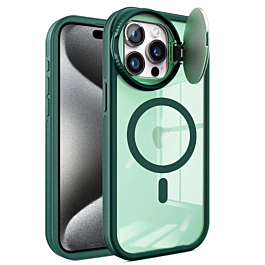 Round Camshield TPU Hybrid Case with Wireless Charger - GREEN for iPhone 15 Pro (Only Ground Shipping)