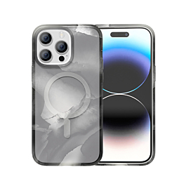 Full Ink Painting Wireless Charging Case - BLACK for iPhone 15 Pro (Only Ground Shipping)