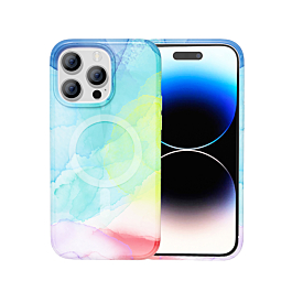 Full Ink Painting Wireless Charging Case - RAINBOW for iPhone 15 Pro (Only Ground Shipping)