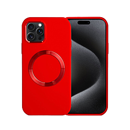 Soft Solid Silicone Case with Wireless Charging - RED for iPhone 15 Pro (Only Ground Shipping)