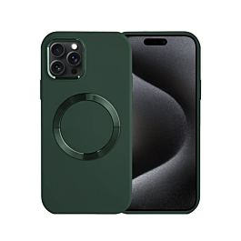 Soft Solid Silicone Case with Wireless Charging - DARK GREEN for iPhone 15 Pro (Only Ground Shipping)