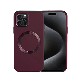 Soft Solid Silicone Case with Wireless Charging - MAROON for iPhone 15 Pro (Only Ground Shipping)
