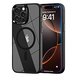 Shiny Magnetic Clear Cases - BLACK for iPhone 15 Pro Max (Only Ground Shipping)