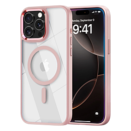 Shiny Magnetic Clear Cases -PINK for iPhone 15 Pro Max  (Only Ground Shipping)