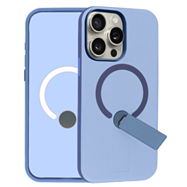 Shockproof Rugger Magnetic Case with Kickstand (BLUE) for iPhone 15 Pro Max (Only Ground Shipping)