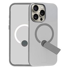 Shockproof Rugger Magnetic Case with Kickstand (GRAY) for iPhone 15 Pro Max (Only Ground Shipping)