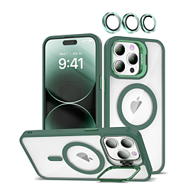 Transpalet Silicone case & Camera stand with Camera Lens - DARK GREEN for iPhone 15 Pro Max (Only Ground Shipping)