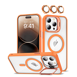 Transpalet Silicone case & Camera stand with Camera Lens - ORANGE for iPhone 15 Pro Max (Only Ground Shipping)