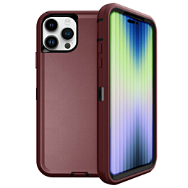 Heavy Duty Case for iPhone 15 Pro Max (MAROON & BLACK) (Only Ground Shipping)