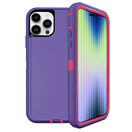 Heavy Duty Case for iPhone 15 Pro Max (DARK PURPLE & PINK) (Only Ground Shipping)