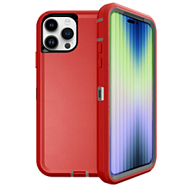 Heavy Duty Case for iPhone 15 Pro Max (RED & GRAY) (Only Ground Shipping)