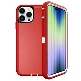 Heavy Duty Case for iPhone 15 Pro Max (RED & WHITE) (Only Ground Shipping)