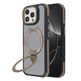 Matte Transparent Case with Wireless Charging Kickstand - DARK BROWN for iPhone 15 Pro Max (Only Ground Shipping)