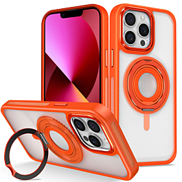 Skin Feel Transparent Case with Silicone Ring Holder - ORANGE for iPhone 15 Pro Max (Only Ground Shipping)