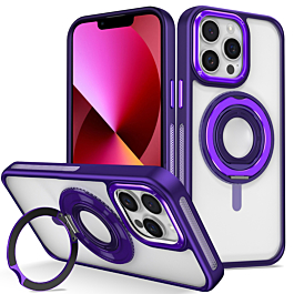 Skin Feel Transparent Case with Silicone Ring Holder - PURPLE for iPhone 15 Pro Max (Only Ground Shipping)